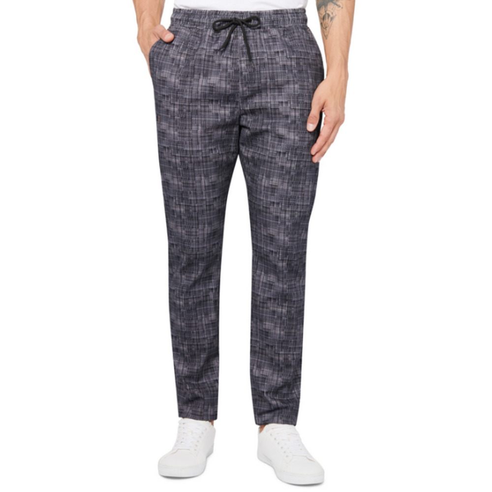 Tallia Men's Straight-Fit Stretch Textured Drawstring Pants Charcoal Size S 4272